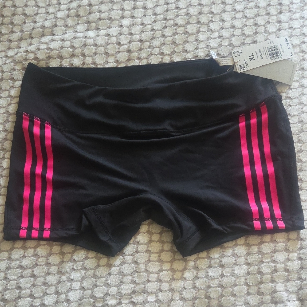 Adidas Black and Pink Women's Volleyball Shorts
